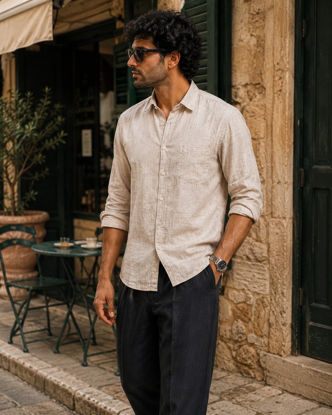 THREADSKY Linen Ease Brown - Threadsky Elite Shirts