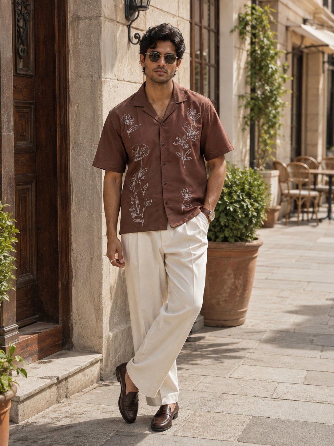 THREADSKY Stone Drift Brown Floral